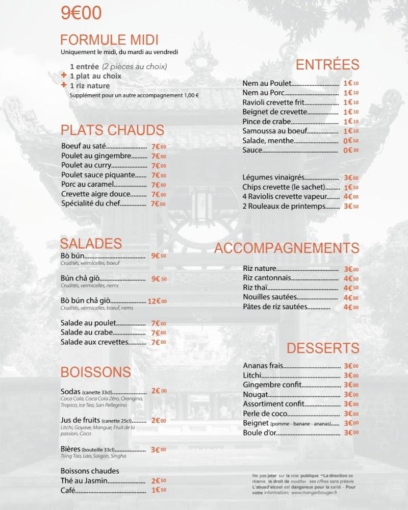 Restaurant Anh-Sang - Menu Image 1